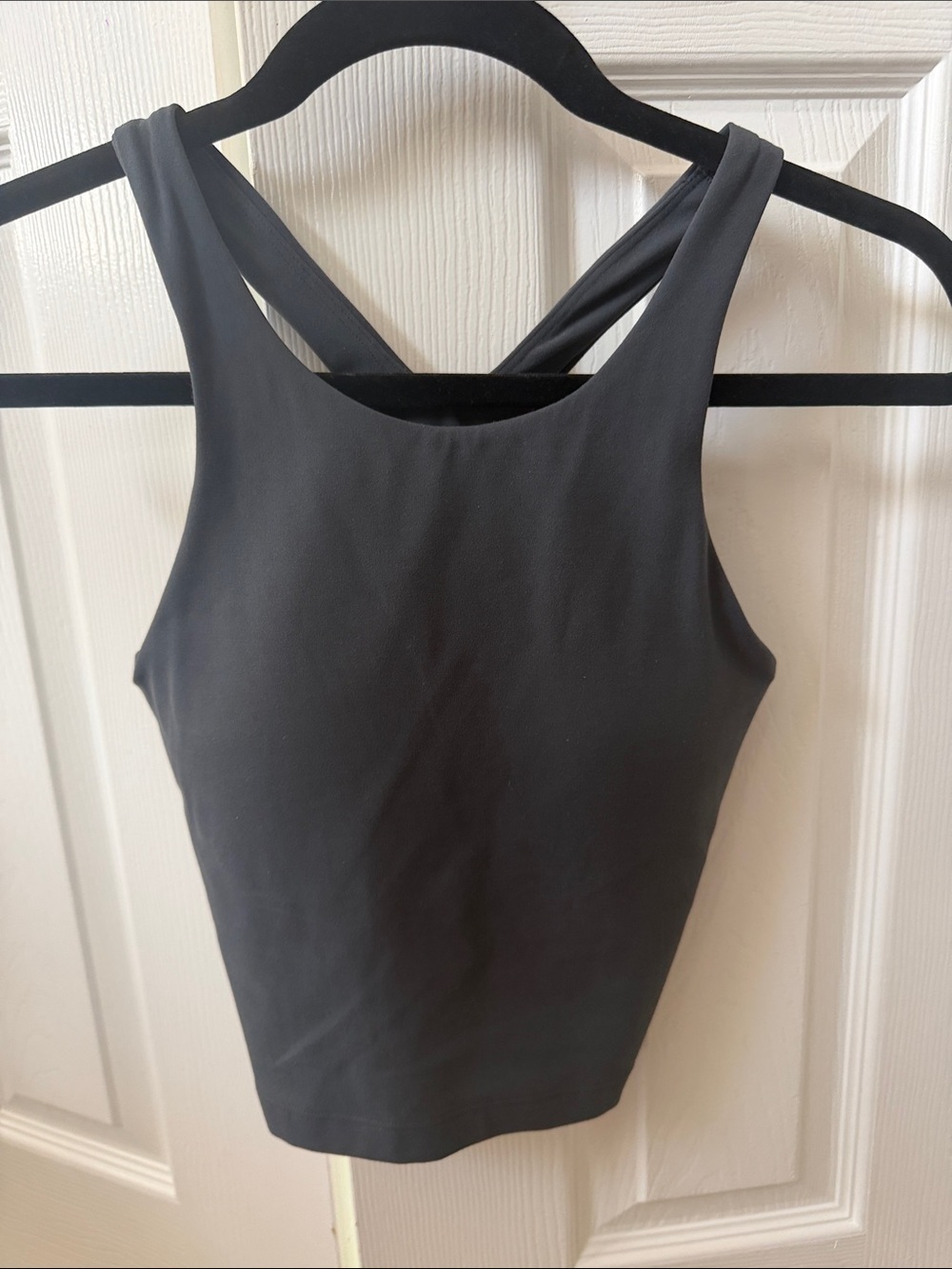 Athleta Women's Black Cross-Back Tank Top- dark grey